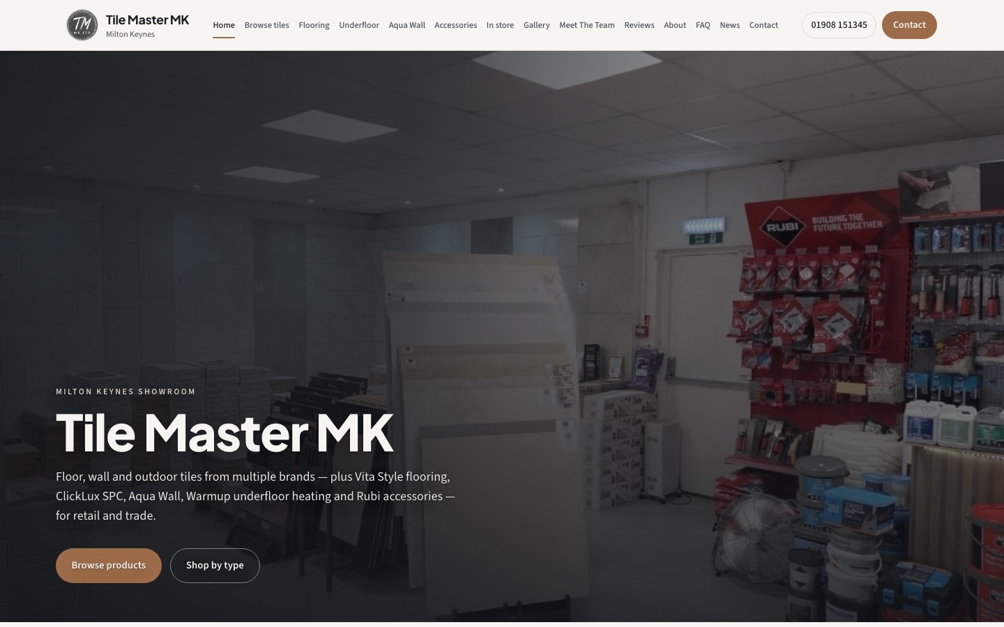 Screenshot of the Tile Master MK website